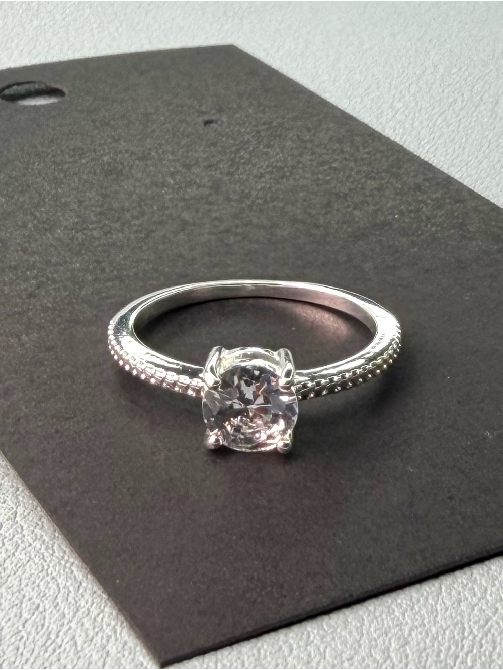 Solitaire Round CZ Engagement Ring - White